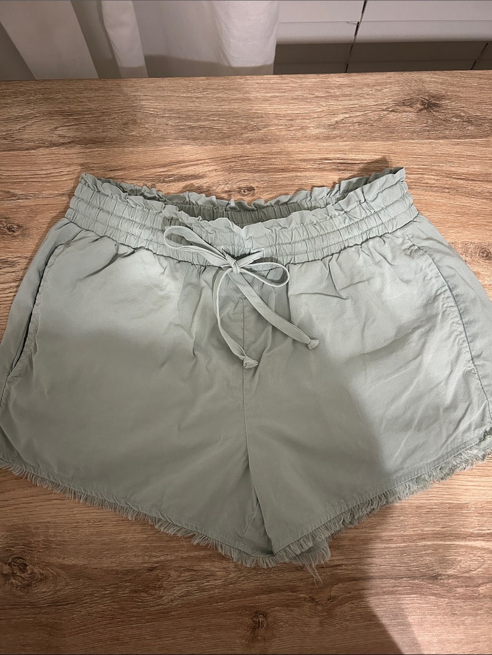 cloth & stone Sage Green Paperbag Waist Shorts